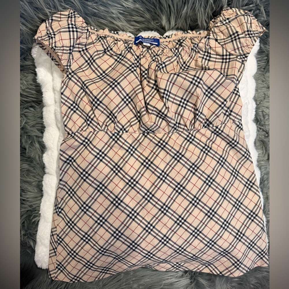 Burberry Beige and Black Plaid Top